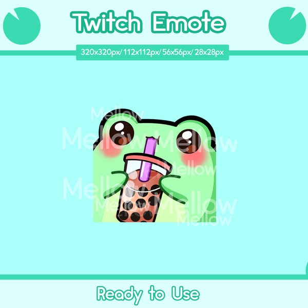Frog Boba Emote |Twitch and Discord Cute Frog Chibi Emote Cartoon | Hydrate | Funny Kawaii Froggy