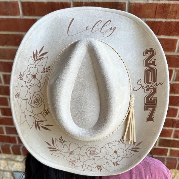 Personalized Western Hat • Custom Cowgirl Hat • Graduation Class of 2027 • Senior Gift for Her