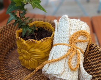 Boho Home Collection Cotton Facecloths Face Cloths Washcloths Wash Cloths Dishcloths Dish Cloths Dishrags Dish Rags Cream Off White Ivory