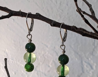 Boho Hippie Green Dangle Earrings
