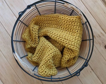Boho Home Collection Sunflower Gold Golden Color Mini Throw Blanket Or Baby Blankie Or Crochet Knit Swaddle