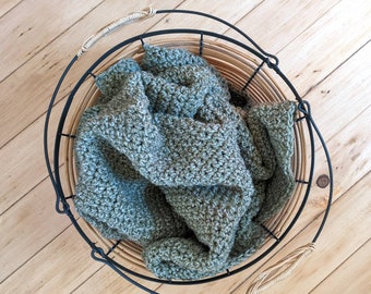 Boho Home Collection Crochet Knit Mini Throw Muted Green Blanket Or Baby Blankie Swaddle In Beautiful Sage Advice Color Gender Neutral