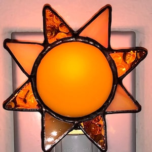 Sunshine stain glass night light with switch control and bulb