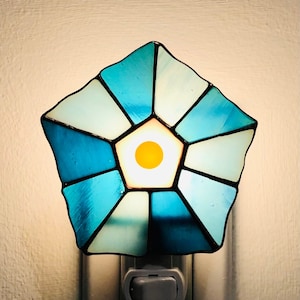 Morning glory stain glass night light with switch control and bulb