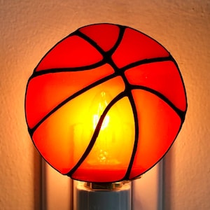 Basketball stain glass night light with switch control and bulb