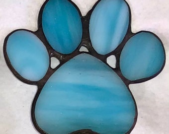 Paw print stain glass night light with switch control and bulb