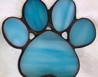 Paw print stain glass night light with switch control and bulb