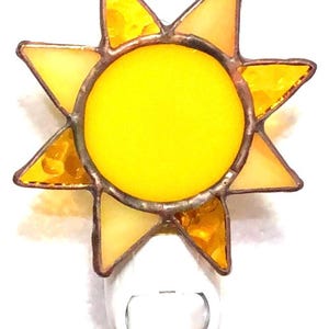 Sunshine stain glass night light with switch control and bulb