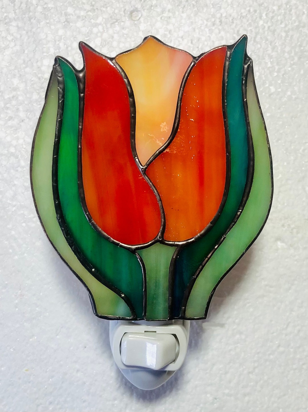 Tulip Stainglass Nightlight - Orange