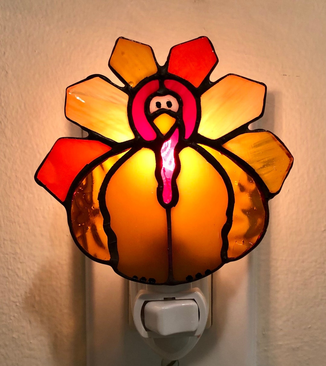 Turkey Stain Glass Night Light With Switch Control and Bulb Etsy