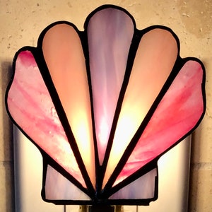scallop seashell stain glass night light with switch control and bulb
