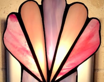 scallop seashell stain glass night light with switch control and bulb