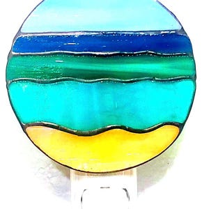 Ocean scape stain glass night light with switch control and bulb