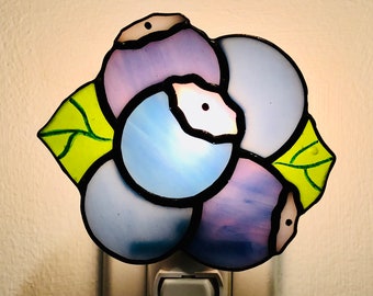 Blueberry stain glass night light with switch control and bulb