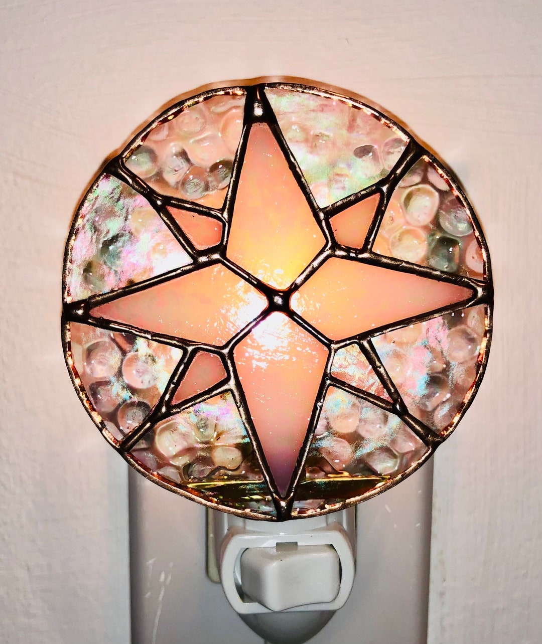 Christmas Star Stain Glass Night Light With Switch Control and Bulb Etsy