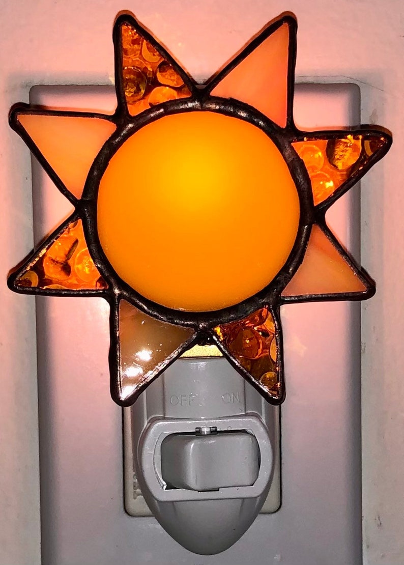 Sunshine Stain Glass Night Light With Switch Control and Bulb Etsy