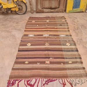 Vintage Berber Haik Blanket brown Beautiful Berber Blanket