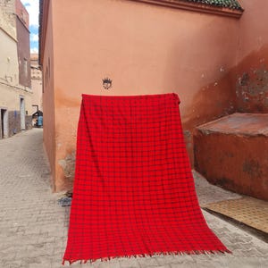 Vintage Berber Haik Blanket RED Beautiful Berber Blanket