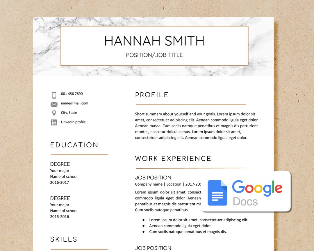 Modern Resume Template Google Docs | Easy-to-edit CV Template | Cover ...