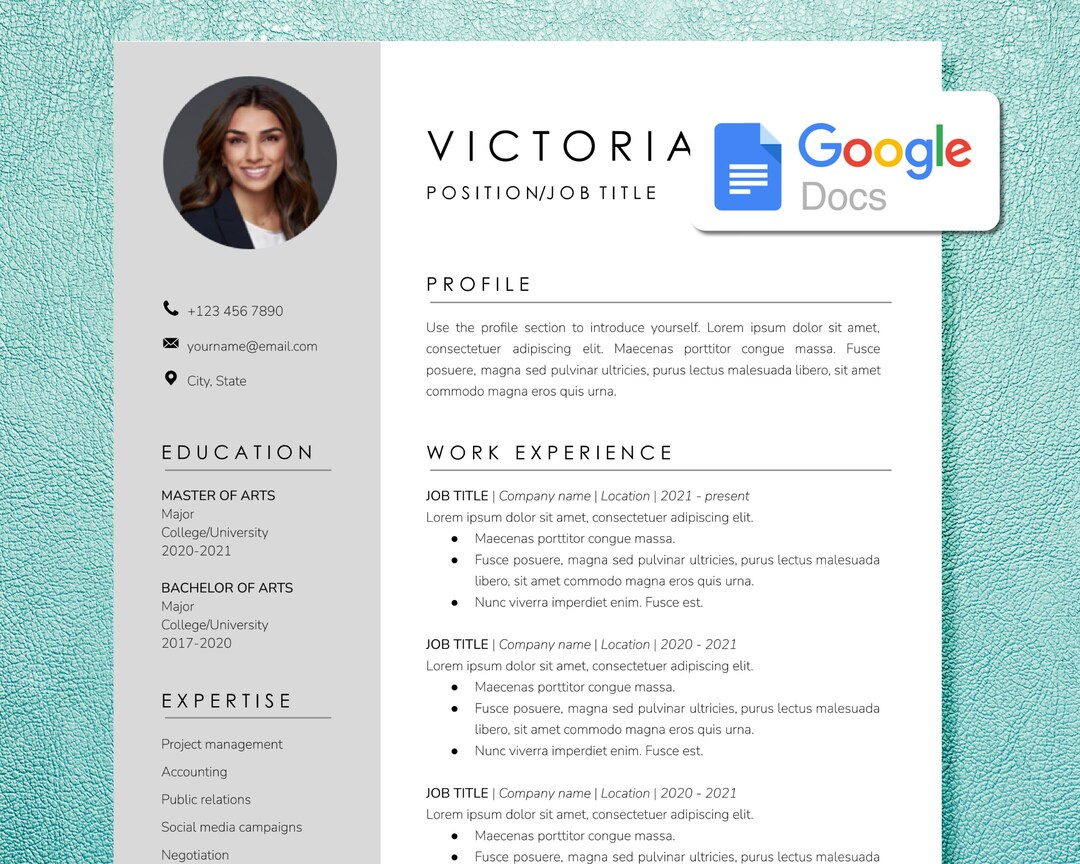 Modern Resume Template Google Docs Easytoedit CV Template Cover