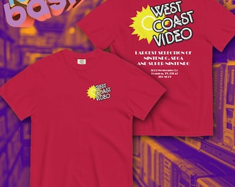 West Coast Video Retro T-Shirt – Vintage 90s Video Store Tee, Nintendo Sega Super Nintendo Gamer Shirt