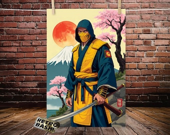 Dipinto tradizionale ukiyo-e di Scorpion Mortal Kombat