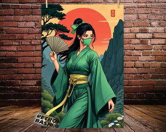 Poster opaco di qualità museale tradizionale giapponese di Mortal Kombat di Jade