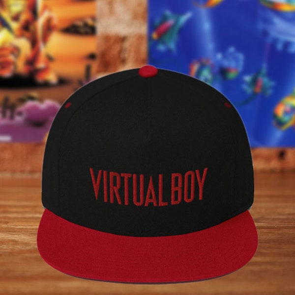 Virtual Boy Snap Back Hat - Nintendo Snap Back Flat Bill Cap Vintage Retro Style Red - NEW