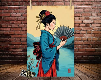 Poster Ukiyo-e in stile giapponese tradizionale Kitana Mortal Kombat