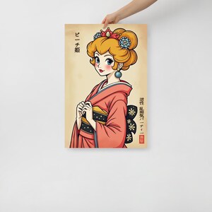 Princess Peach in Classical Japanese Style - Museum-Quality Poster
