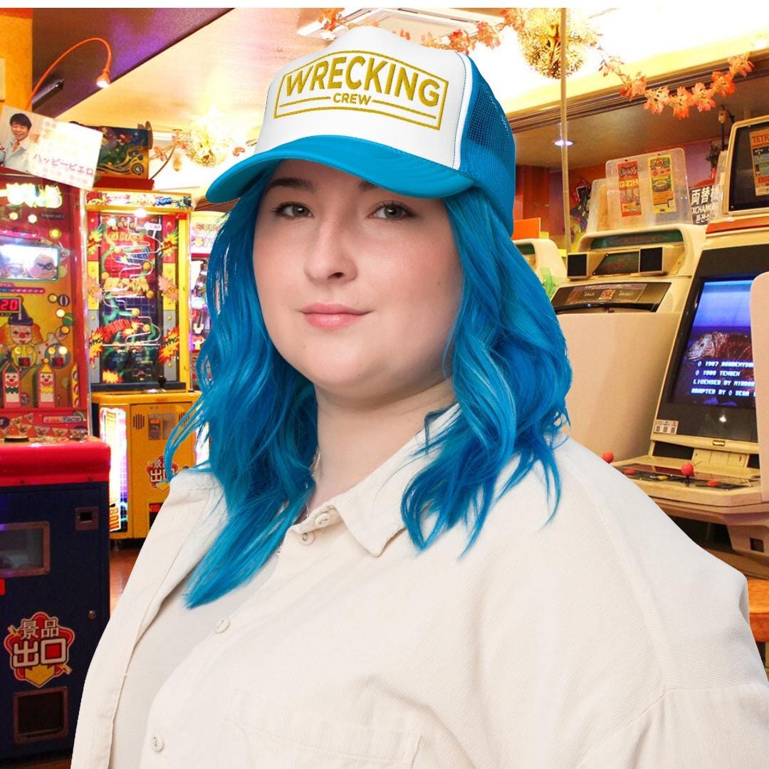 Wrecking Crew Blue Foam Trucker Hat Super Mario Bros Movie Cosplay