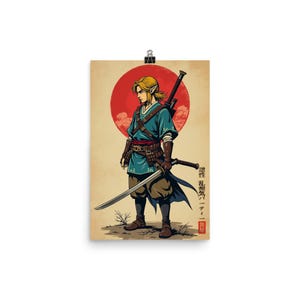 Link Zelda in Classical Japanese Style - Museum Quality Poster