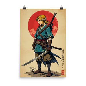 Link Zelda in Classical Japanese Style - Museum Quality Poster