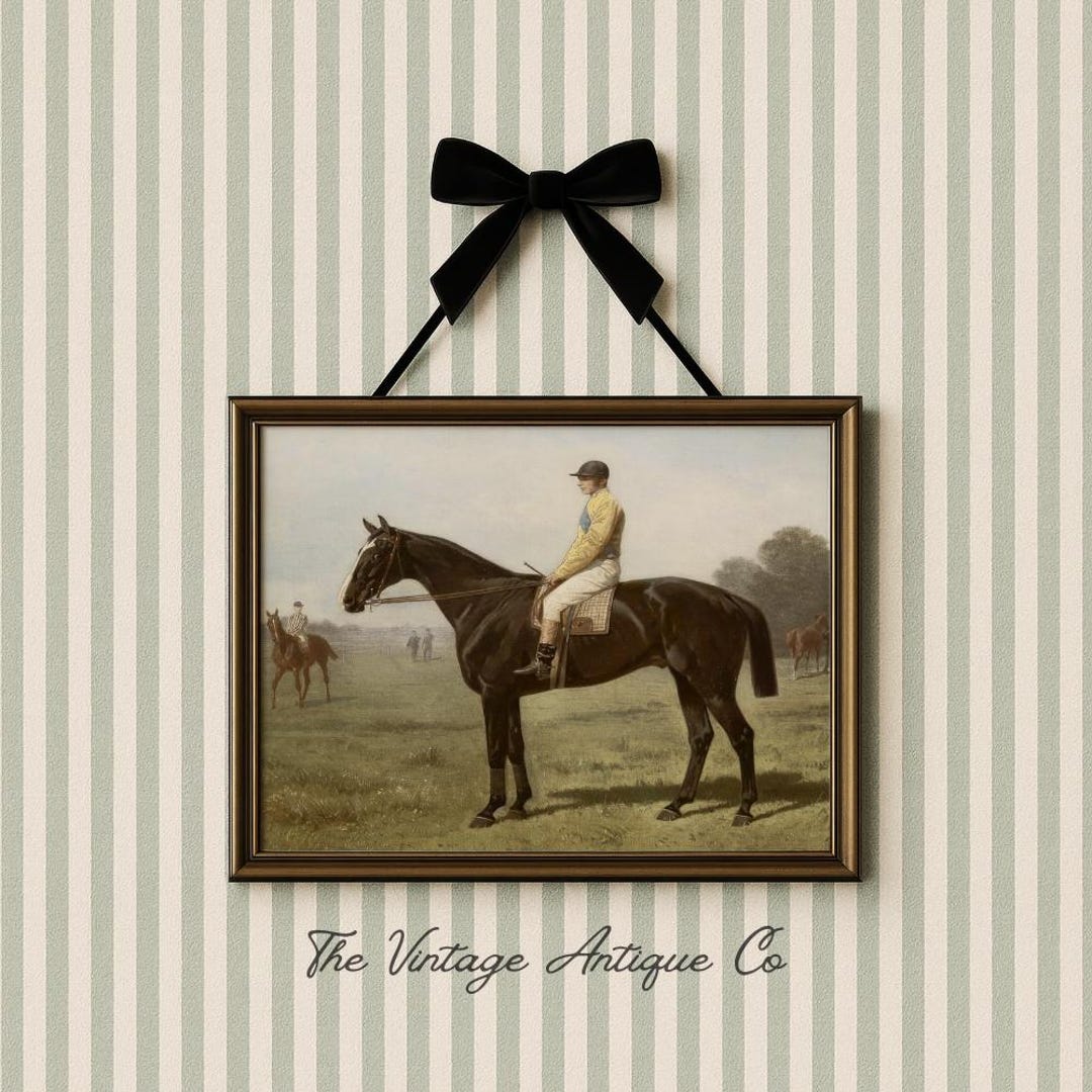 Vintage Equestrian Wall Art Print – Antique Painting of Man on Horse ...