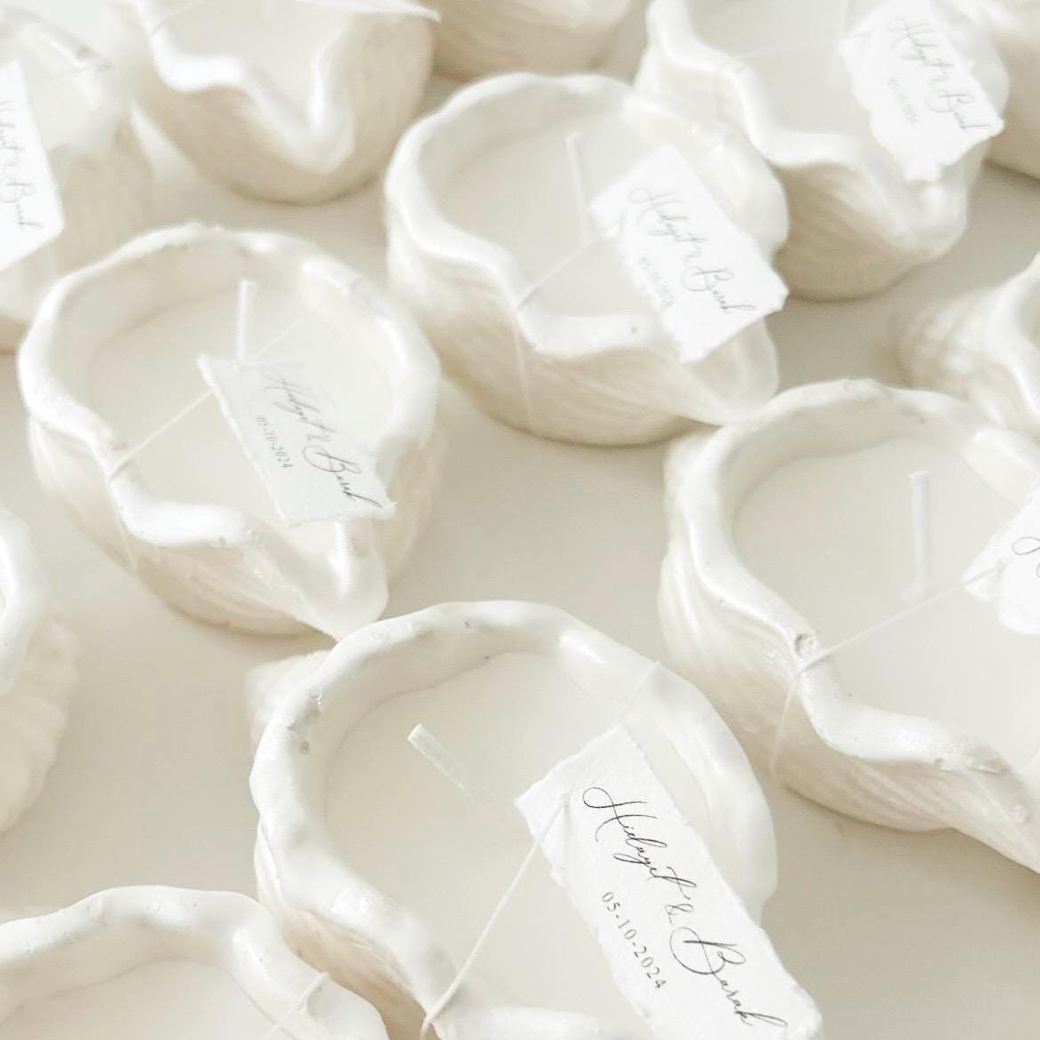 Bougies en céramique coquillage pour un mariage élégant