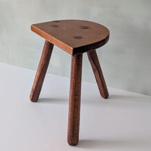 Vintage French Milking Stool  / Rustic Wooden Three legged Farmhouse Bench