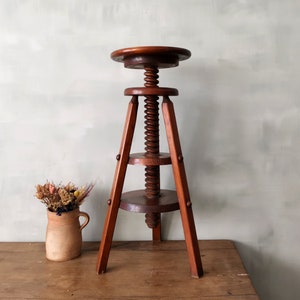 Vintage French Swivel Tall Stool / Adjustable Height