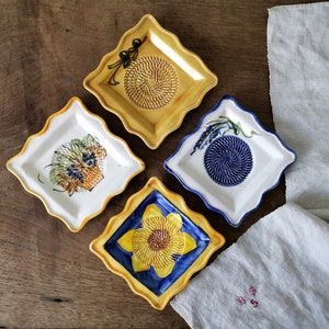 Provencal Garlic Grater Dish, Yellow Glazed Tarracotta, Ceramic Spoon Rest Dish