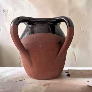 Antique French Rustic Black Terracotta Pot