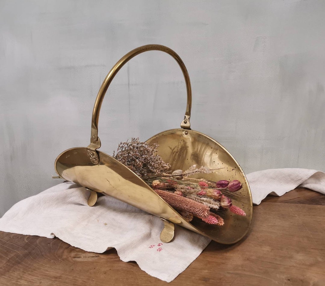 Vintage Log BASKET Fireplace Basket With Swivel Handle Etsy