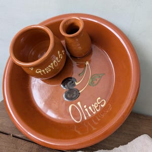 Olive Serving Plate Bowl, Glazed Terracotta