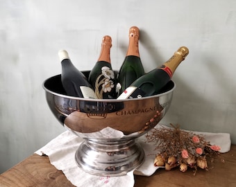 Cubo de champán GOSSET: recipiente para hielo extragrande de metal plateado