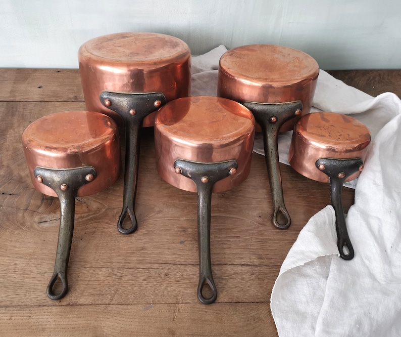 DEHILLERIN France lot de 5 casseroles en cuivre / 3 mm 353 oz Etsy France