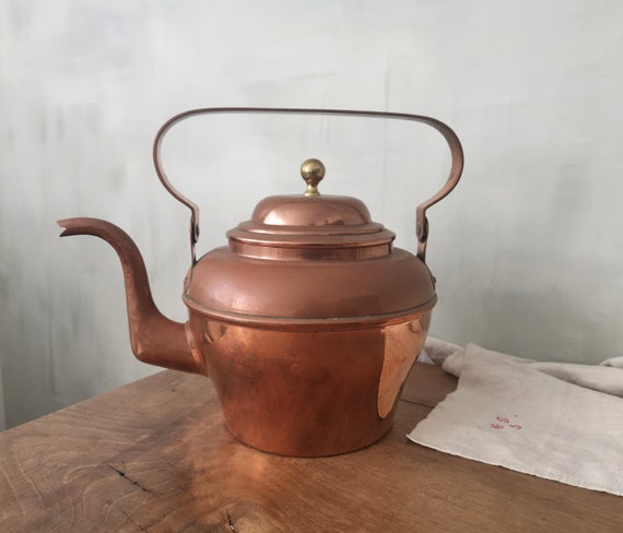 Vintage French Copper Brass Kettle Stamped LECELLIER VILLEDIEU - Etsy