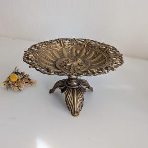 Support à gâteau Tazza ancien en bronze massif ajouré, France