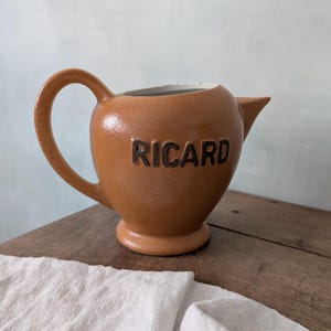 French Bistro Pastis RICARD Pitcher, Yellow Ceramic Jug Carafe