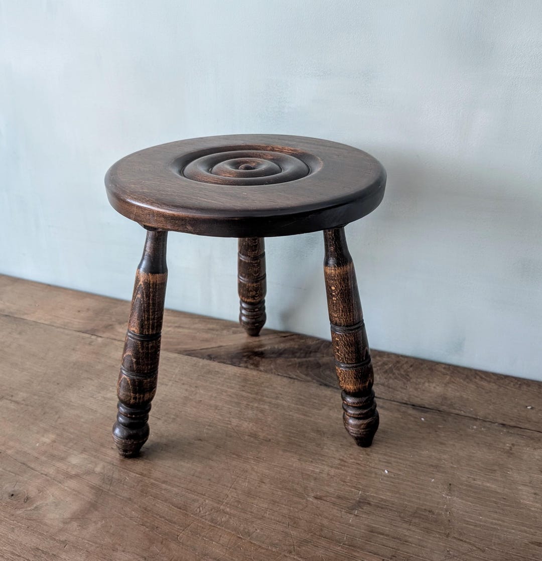 Antique French Milking Stool Chair / Rustic Wooden Three Legged ...