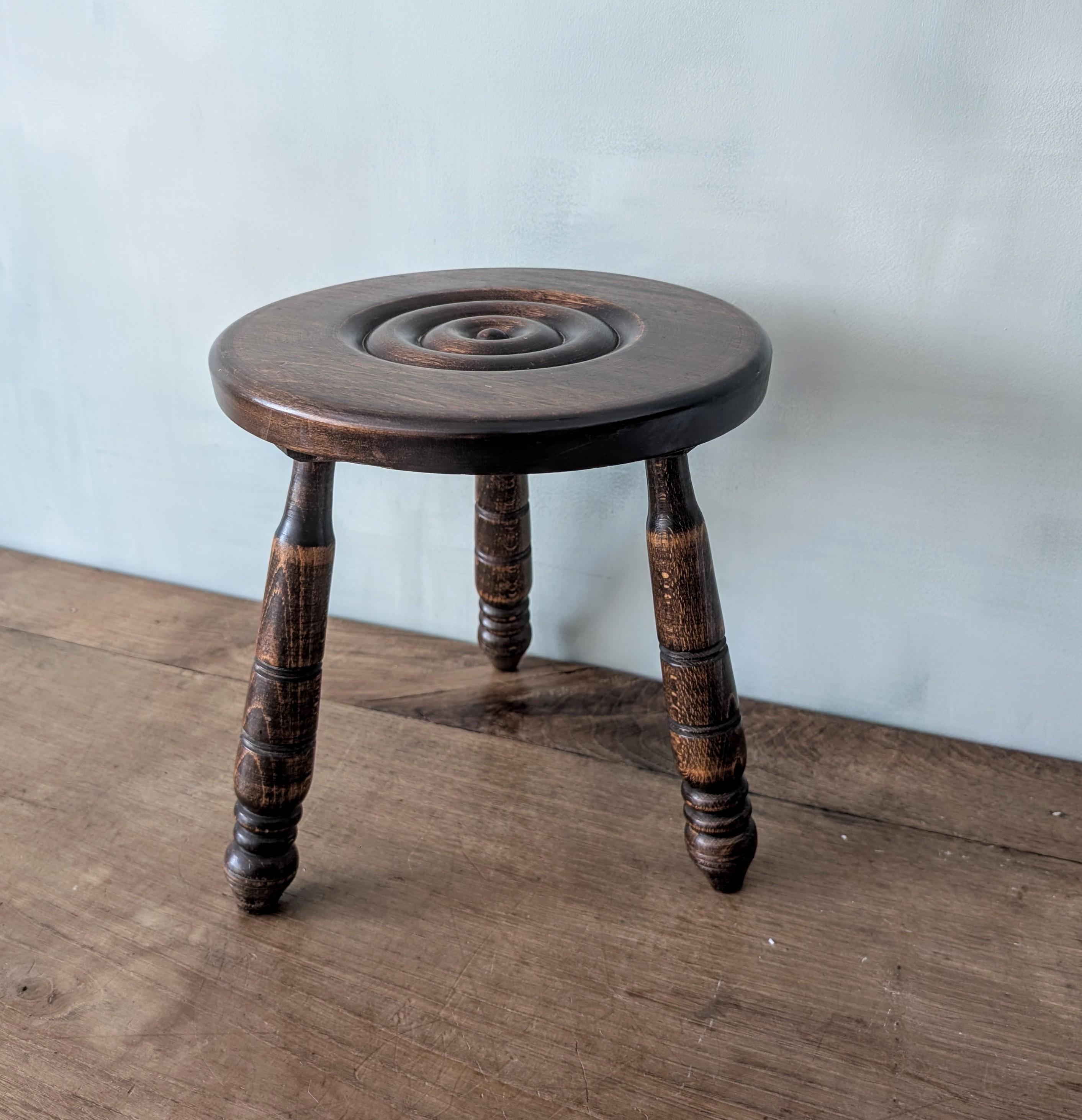 Antique French Milking Stool Chair / Rustic Wooden Three Legged ...