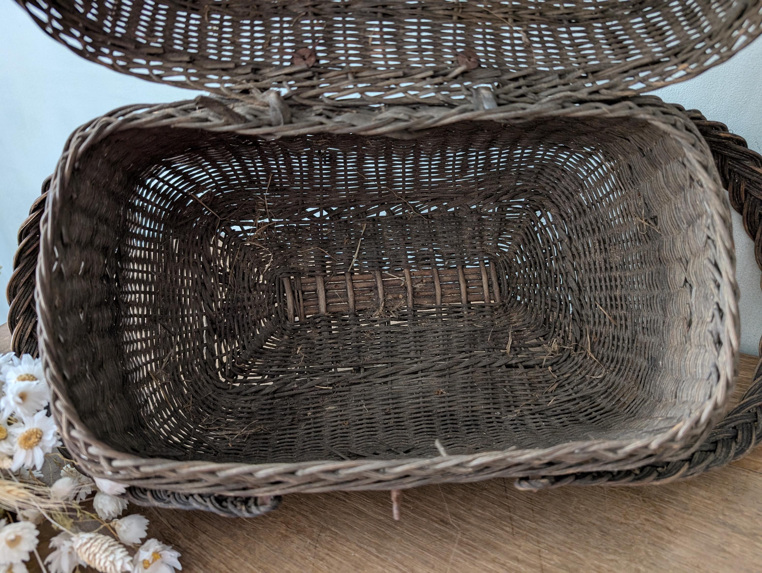 19世紀のフランスアンティーク、BRESSAN バスケット、籐編み - Etsy 日本