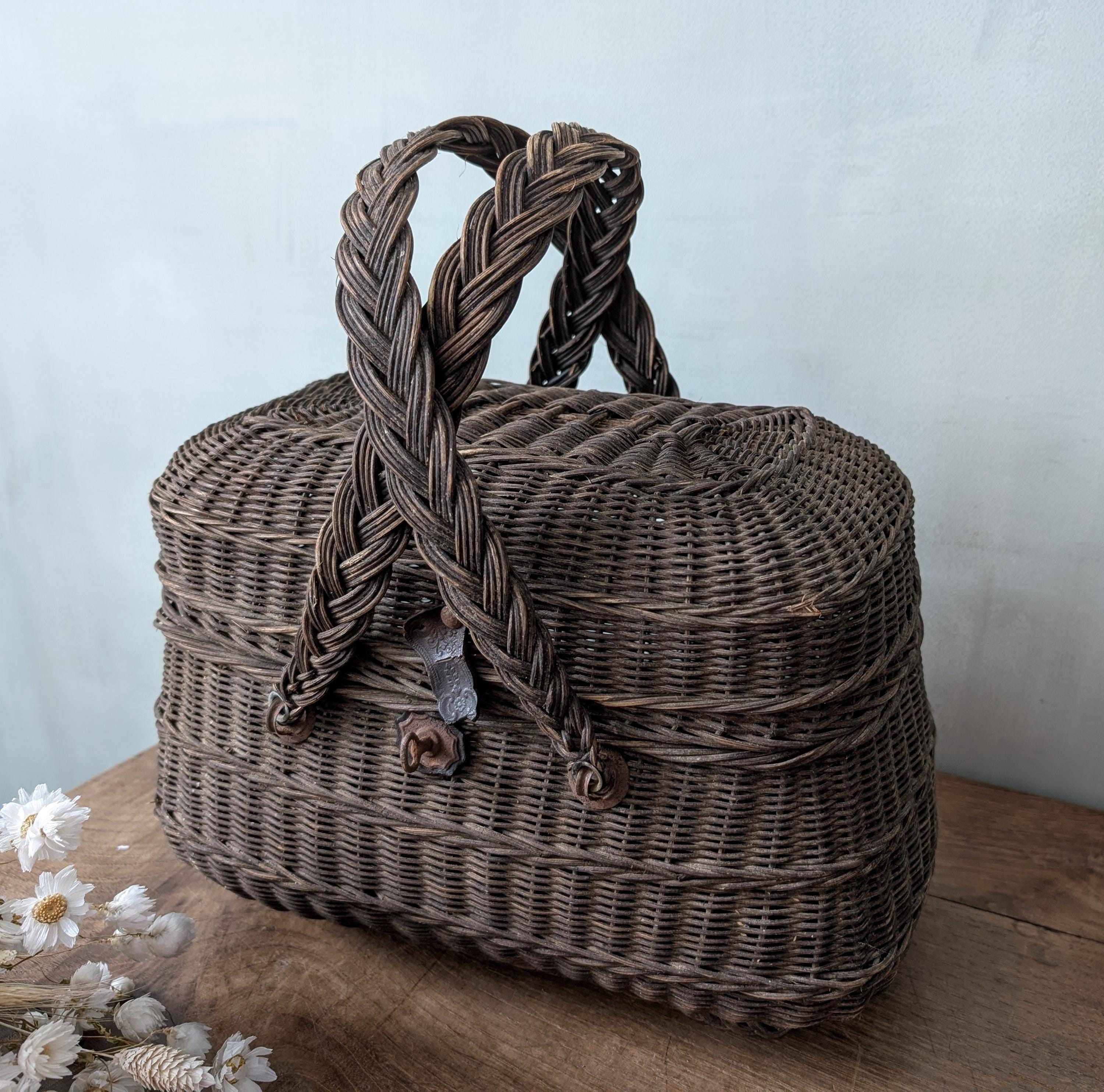 19世紀のフランスアンティーク、BRESSAN バスケット、籐編み - Etsy 日本